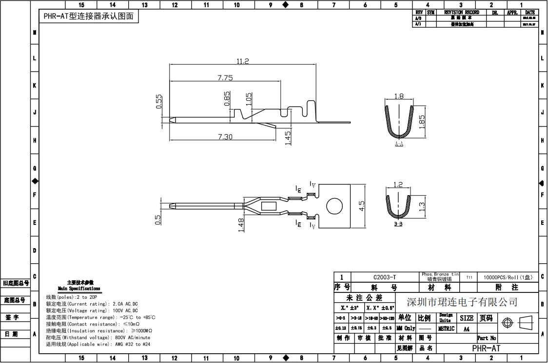 間距2.0-PH母殼 間距2.0-PH母殼